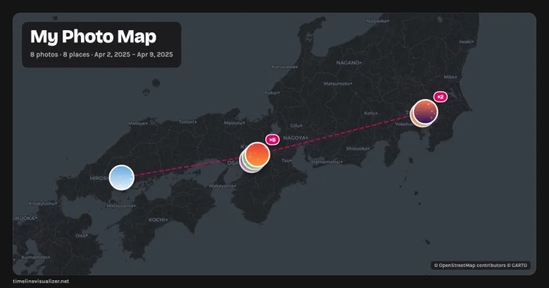 The same photo map in the dark Night style, wide format